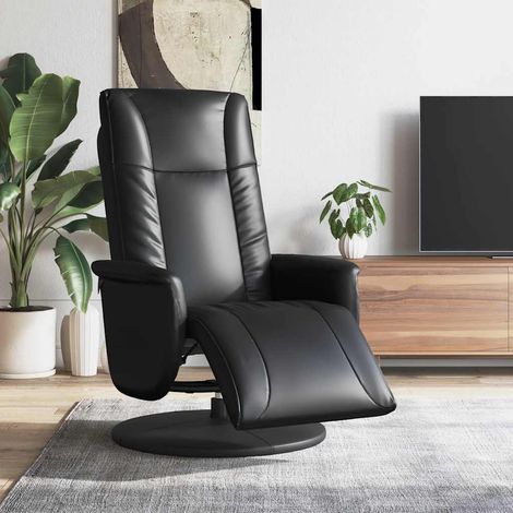 Fauteuil inclinable avec repose-pieds noir similicuir (1/5)