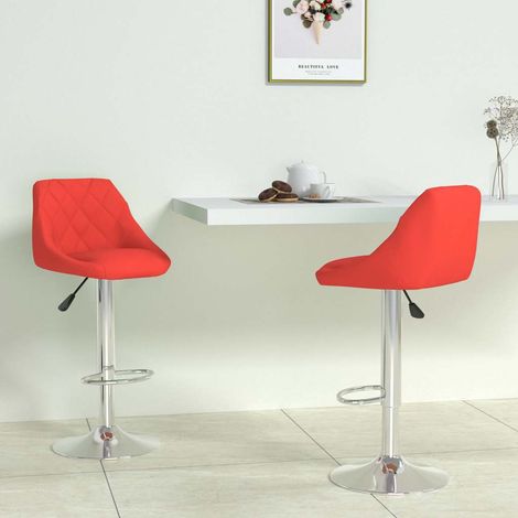 vidaXL Tabourets de bar lot de 2 rouge similicuir (1/5)