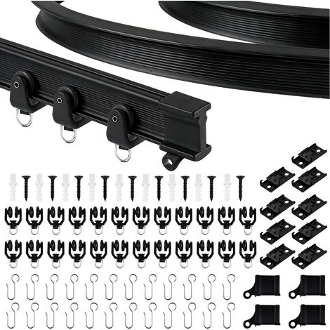 Rail de rideau de plafond flexible de 3 m, rail de rideau incurvé avec roulettes silencieuses, idéal pour fenêtre de douche, séparateur d'espace de camping-car, intimité et décoration de la maison (1/5)