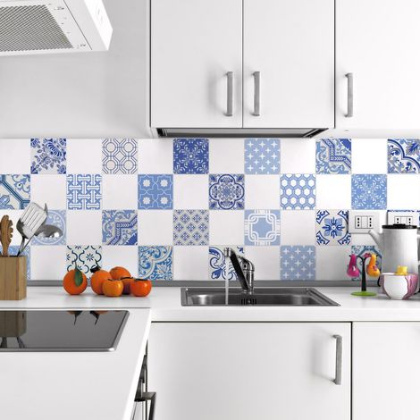 Ambiance Sticker Adhésifs Carrelages Autocollant Ornements Vénitien Carreaux de Ciment Carrelage Sticker Mural Salle de Bain et Cuisine  24 Pièces de 20 x 20 cm (1/4)