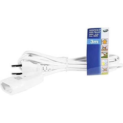 REV H03VVH2-F 2x0,75 mm² 3m base múltiple - bases múltiples (3 m, Color blanco)