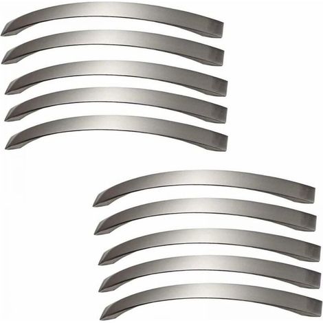 Set of 10 Kitchen Cabinet Handles - Chrome - Brushed Nickel Door Handles Stainless Steel Kitchen Handle Center Distance 160mm (1/4)
