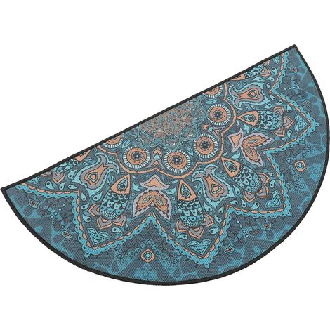 Paillasson de Style Bohème Demi-Cercle en Polyester Doux, Tapis de Salle de Bain Absorbant et Facile à Nettoyer, Design Unique Décoratif pour Entrée ou Chambre (1/5)