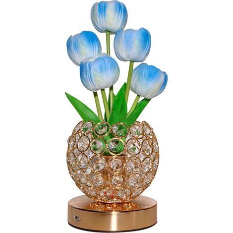 Veilleuse Tulipe - Lampe de table décorative de luxe pour chambre à coucher - Lumière d'ambiance cristalline - 3 températures de couleur (blanc froid/blanc chaud/lumière neutre) pour salon, chambre à (1/3)
