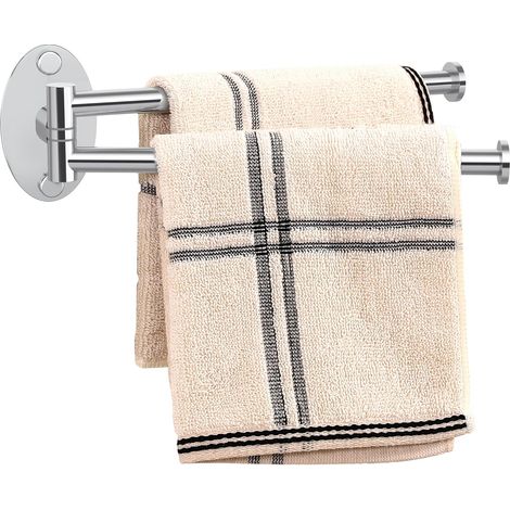 Barre Porte-Serviettes pivotante pour Salle de Bain 23 cm - Double Barre Porte-Serviettes à 2 Bras - Fixation Murale en Acier Inoxydable SUS 304 Poli (1/5)