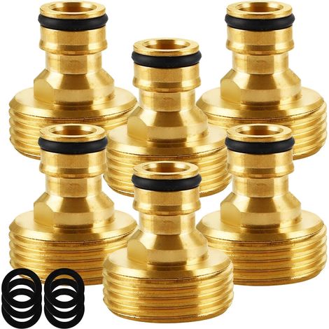 Lot de 6 Raccord Tuyau Arrosage Laiton 1 Pouce, Embout Tuyau Arrosage Robuste avec Joints, Adaptateur Rapide pour Jardin et Extérieur (1/5)