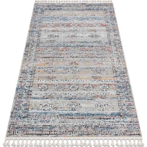 Modern Teppich BELLE BN25A beige / blau Franse  beige 120x170 cm