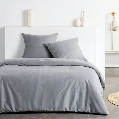Bettwäsche - TODAY - Essential - 2 Personen - 220 x 240 cm - Graue Crinkle-Optik