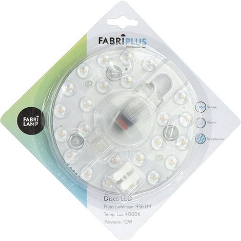 Disque LED 12 W 4000 K rond blanc 13 x 13 x 2,5 cm 936 lm
