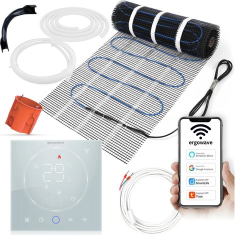 ergowave-Set: Heizmatte 160 W/m² + WiFi CLEAR Thermostat, Matte