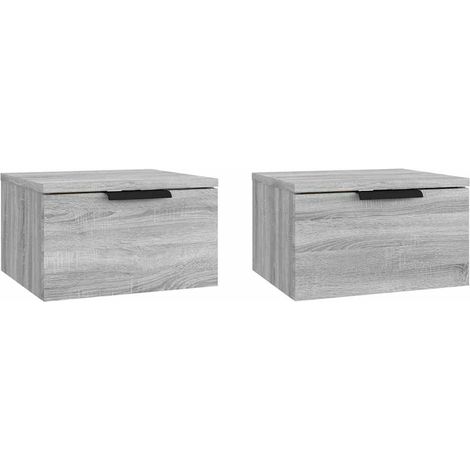 Maison Exclusive - Wand-Nachttische 2 Stk. Grau Sonoma 34x30x20 c (1/5)