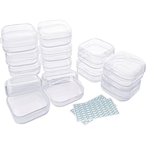 Lot de 12 Boîte de rangement, Couvercle à pression, Plastique transparent, Polypropylène, Loisirs créatifs (1/5)