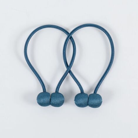 Lot de 2 Embrasses de Rideaux Magnétiques- Bleu Corde pour Rideaux Tressage avec Aimant Solide pour Chambre Salon Bureau (1/4)
