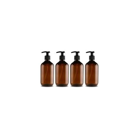4er-Pack Seifenspender aus PET-Kunststoff, 500 ml, Seifenspender mit schwarzer Lotionspumpe, ideal für Küche und Badezimmer (1/5)