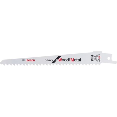 Lot de 5 lames de scie sabre S 611 DF BOSCH 2608656258 pour bois et métal
