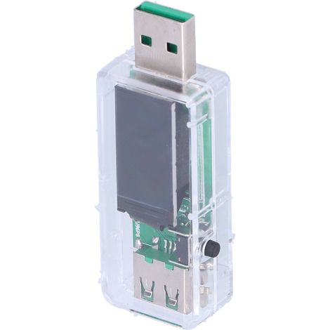 Testeur USB avec écran LCD numérique, détecteur de charge USB, voltmètre, compatible Android (modèle transparent). (1/5)