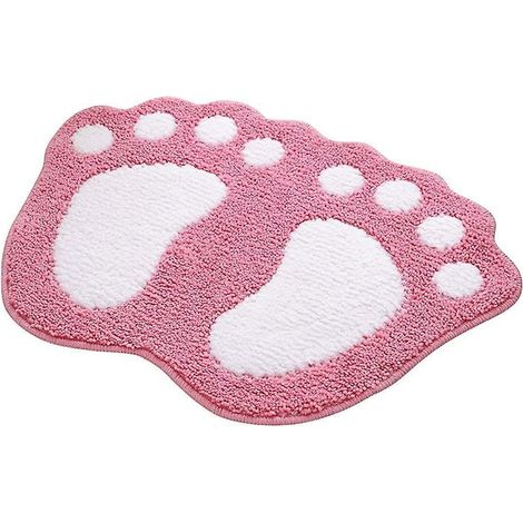 tapis Absorbant Antidrapant Pour Salle De Bains 40 X 60 Cm - Rose, Design Gros Pieds, Polyester Absorbant, Forme Crative (1/5)