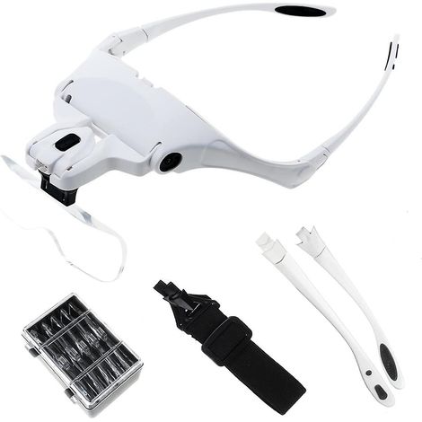 Loupe avec 2 loupes frontales éclairées par LED - 5 lentilles amovibles (1/4)
