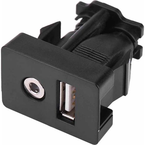 Panneau de montage encastré pour tableau de bord de voiture ou bateau avec port USB, prise AUX 3,5 mm et câble d'extension. (1/5)