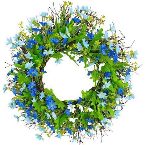 Guirlande artificielle printanière pour porte d'entrée : Couronne de fleurs sauvages aux couleurs vives pour une décoration printanière (1/5)