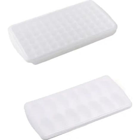 Moules à glaçonsLot de 2 bacs à glaçons, style moderne, blancs, 14 x 72 cavités, avec couvercle (1/5)
