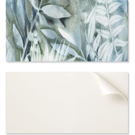 Panel de vinilo autoadhesivo impreso de 100x50 cm con estampado de plantas en acuarela.
