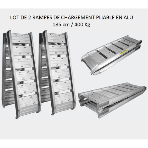 Lot de 2 rampes de chargement pliable en alu 182 cm 400 kg