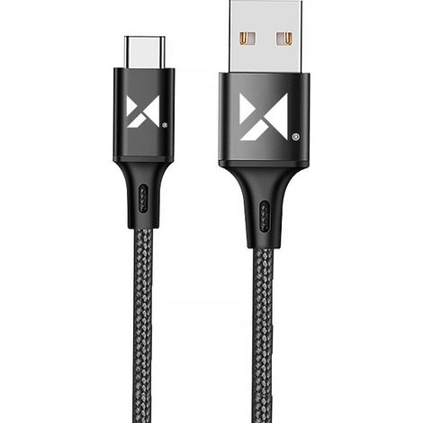 Starkes geflochtenes USB-Kabel USB-C 2.4A 2m schwarz (1/5)
