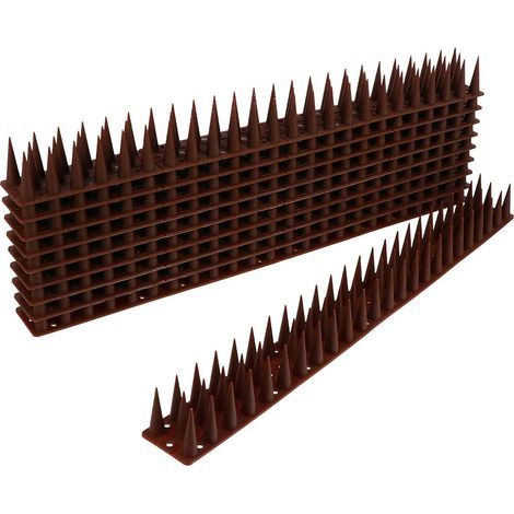GENERIC-Pics anti-pigeons, 5,4 mètres de pics anti-pigeons en plastique pour balcons, protection contre les oiseaux (pigeons, chats, moineaux), pics anti-chats pour fenêtres(12 pièces, marron) (1/5)