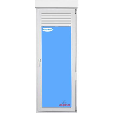 Puerta Balconera PVC 900x2285 Blanca Oscilobatiente Derecha con Persiana Vidrio Transparente