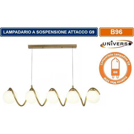 LAMPADARIO A SOSPENSIONE DA SOFFITTO TWISTER CON 5 SFERE IN VETRO ATTACCHI PER LAMPADINE G9 (1/4)