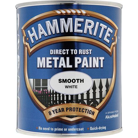 Hammerite Smooth Direct-to-Rust Metal Paint - White, 750ml (1/5)