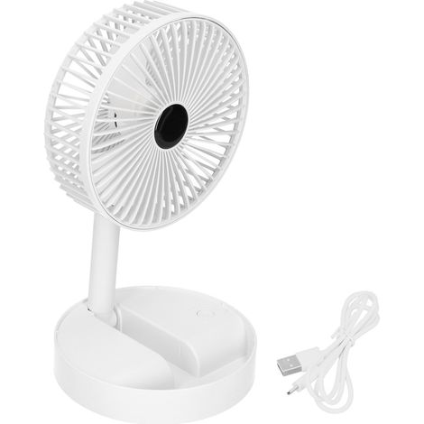 Mini ventilateur de bureau L08, 5 vitesses réglable, portable, rechargeable USB, affichage numérique, avec crochet (1/5)
