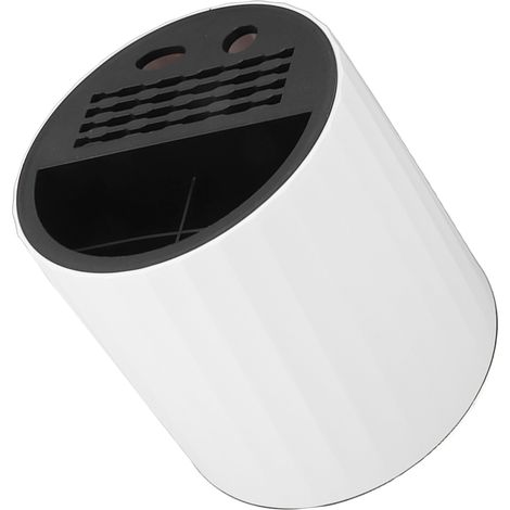 Porte-couteaux cylindrique rotatif à 360° avec plusieurs emplacements pour couteaux, baguettes, cuillères et fourchettes (blanc). (1/4)