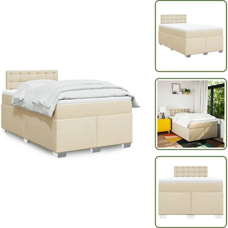 Boxspringbett mit Matratze Creme 120x200 cm Stoff - Boxspringbett - Boxspringbetten - Bett - Bett Mit Stauraum (1/5)