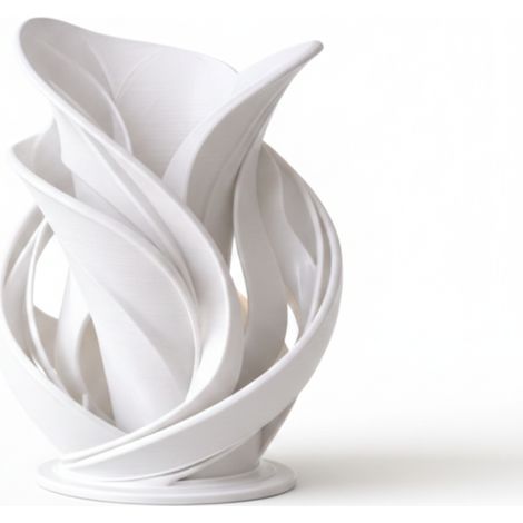 Vase décoratif blanc sculpté en spirale pour fleurs séchées (1/3)