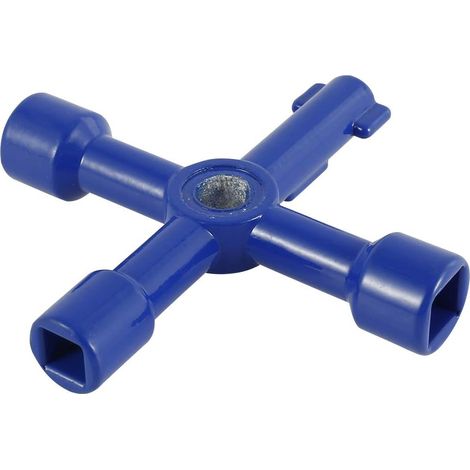 Chiave multiuso a croce triangolare per scatola elettrica a gas e acqua, chiave di apertura per armadietto dei medicinali (blu)