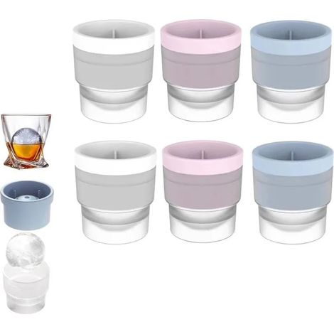 Chiclify – Lot de 6 moules à glaçons ronds en silicone réutilisables pour gelée, lait, jus, chocolat, cocktails - Mélange - 6 Pièces (1/5)