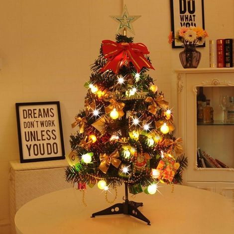Sapin de Noël lumineux de 60 cm à poser sur une table de bureau ou une table à manger Décoration de Noël pour table à manger ou bureau (1/5)