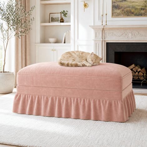 Tabouret Windsor en chenille rose (1/5)