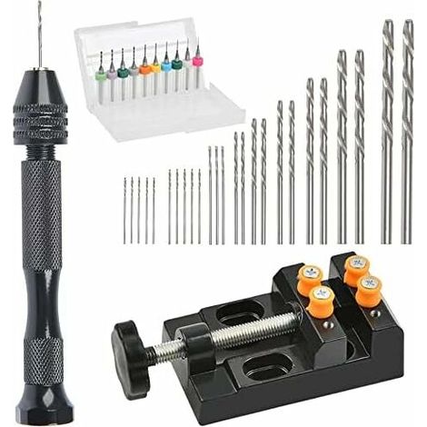 37-teiliges Mini-Handbohrer-Set mit Präzisions-Stiftschraubstock, Bohrmaschinenschraubstock (0,3–1,2 mm) (1/5)