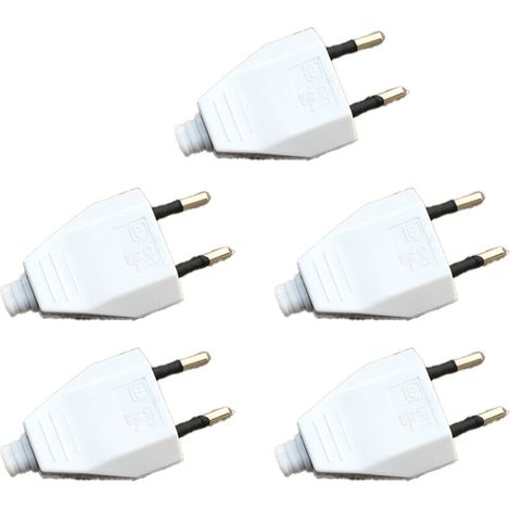 Lot de 5 prises européennes Europlug de remplacement, recâblables, pour bricolage, adaptateur de voyage UE 250 V CA (1/5)