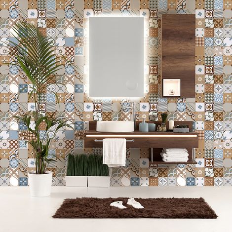 Sticker Mural Carrelage adhésif Cuisine Salle de Bain - 60 STICKERS CARRELAGES AZULEJOS MACARENA - 60stickers10x10cm (1/5)
