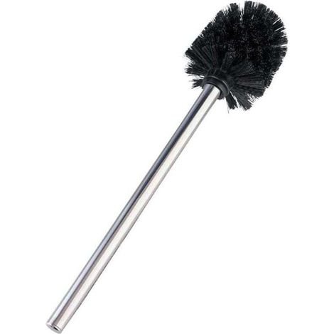 Brosse WC de rechange pour porte-brosse WC avec manche en acier inox brillant, Polypropylène, Ø 8x35 cm noir (1/3)