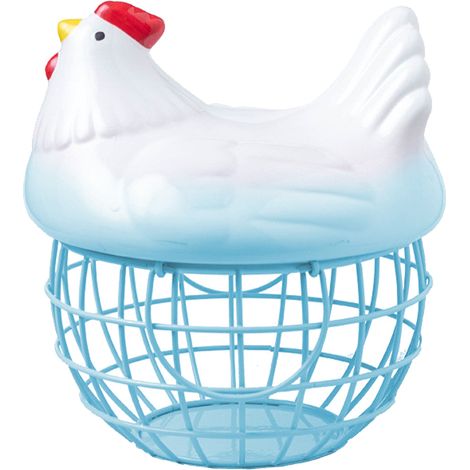 Corbeille à œufs de la maison: [安德在线] Corbeille à œufs céramique bleue avec panier en style américain bleu pour cuisine et salon (1/5)