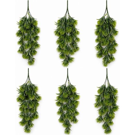 Pack of 6 x 75cm Artificial Green Thistle Trailing Hanging Plant Faux Floral - Premium Quality (1/5)