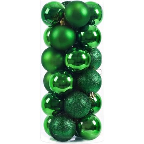 Lot de 24 boules de décoration de Noël – 12 boules brillantes, 6 mates et 6 paillettes incassables en plastique incassable pour sapin de Noël (doré) (1/5)
