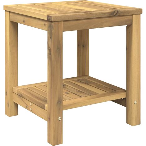 Mesa de centro Blanco 40,5 x 40 x 45 cm Madera de Acacia Sólida vidaXL (1/5)