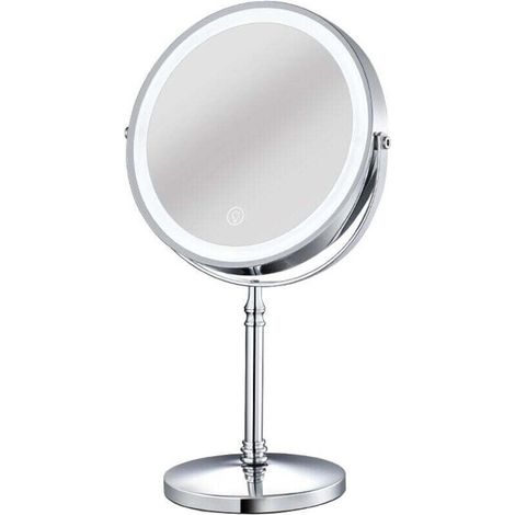 LED-Kosmetikspiegel – 2000 mAh Akku, 3 Lichtfarben, 1-fach & 10-fach Vergrößerung – 360° drehbar, dimmbar (1/4)