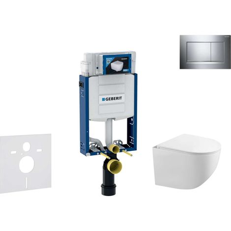 Geberit Kombifix - Set Vorwandelement, Gaia-WC mit Softclose-Sitz und Sigma30-Betätigungsplatte, Chrom/Chrom matt SANI15CA1119